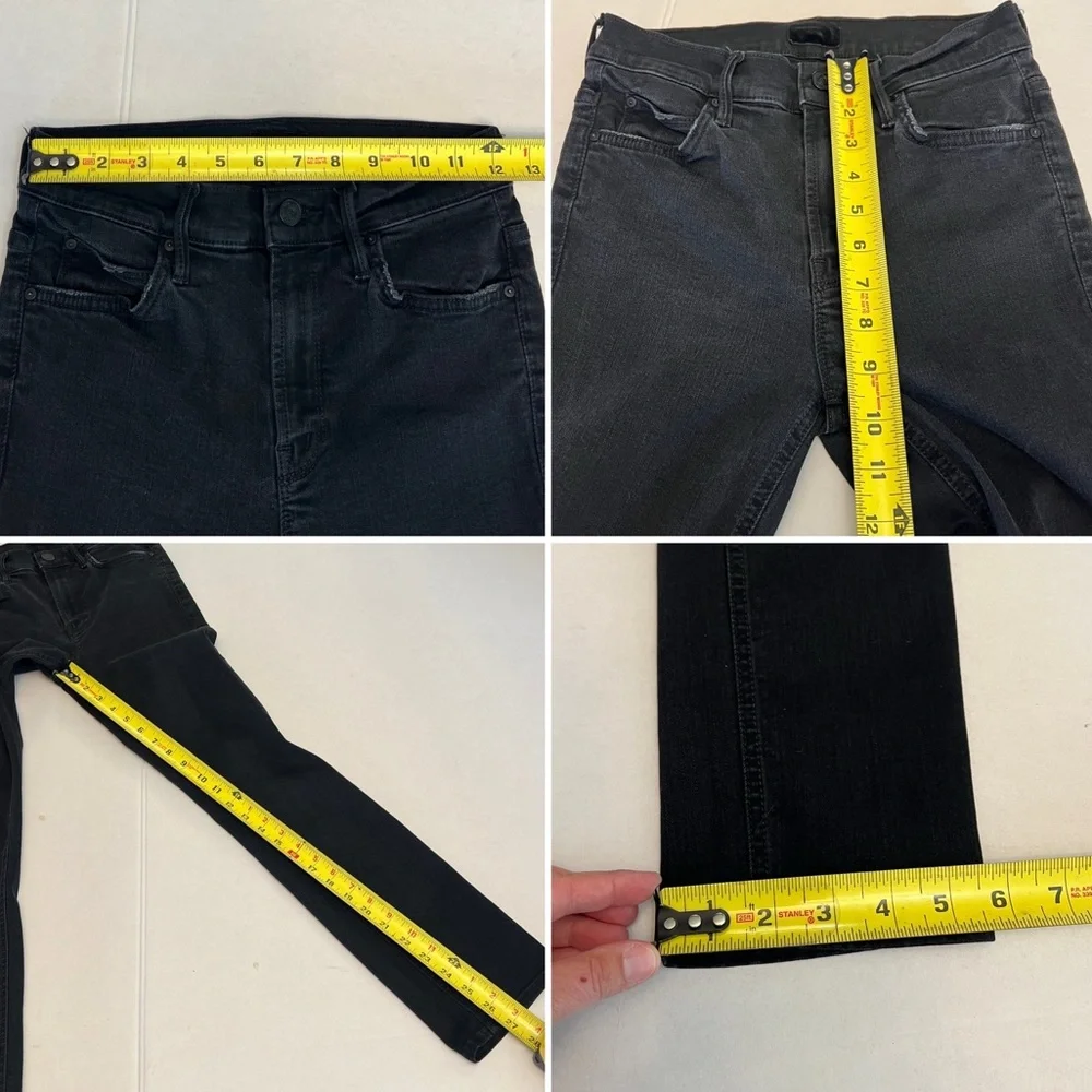 MOTHER THE MID RISE DAZZLER ANKLE BLACK JEANS IN NOT GUILY WASH SIZE 25
